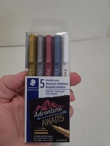 Nuevas plumas de tinta metálicas Staedtler 5 paquetes 1-2 mm oro plata rojo perla azul blanco - Imagen 1 de 6