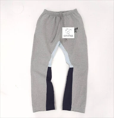 GOTOFREE PATCHWORK SWEATPANTS GRAY LOOSE ACTIVEWEAR CASUAL TROUSERS PANTS MENS - Image 1 of 4