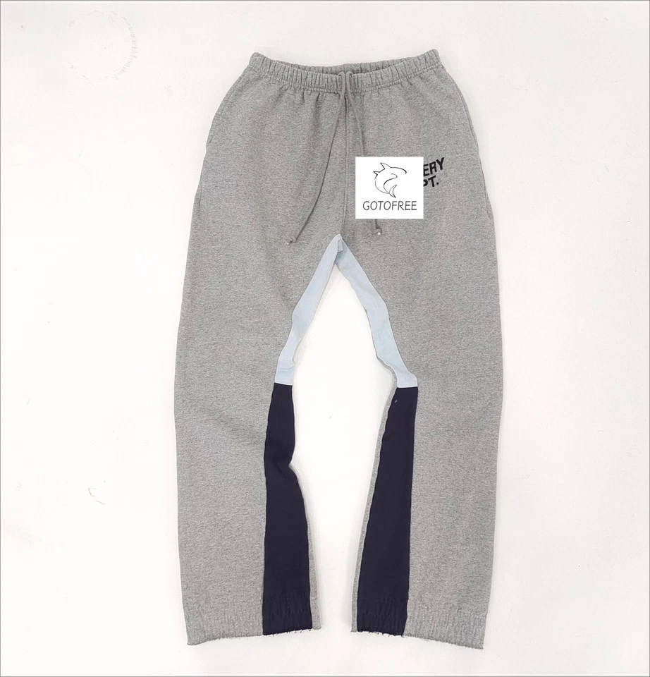 GOTOFREE PATCHWORK SWEATPANTS GRAY LOOSE ACTIVEWEAR CASUAL TROUSERS PANTS MENS - Image 1 of 4