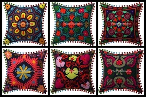 Handmade Suzani Kantha Cushion Covers Living Room assorated 5 pcs pillows cover - Picture 1 of 7