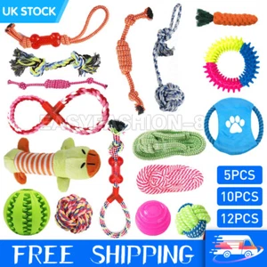 5-12PCS/Set Tough Dog Toys Bundle Chew Rope Knot Ball Pet Puppy Fetch Teeth Toys - Picture 1 of 15