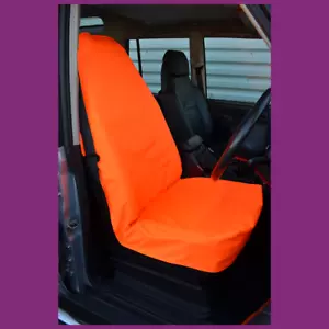 Cubierta de asiento individual universal delantera impermeable naranja fluorescente para automóvil furgoneta hecha en el Reino Unido - Imagen 1 de 4