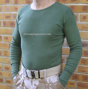 ARMY SURPLUS ISSUE ECW GREEN THERMAL LONG SLEEVE VEST TOP COLD WEATHER LAYER G1