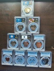 2000s 10 coin proof set - 5 state 25c,1c,5c,10c,50c,$1- pcgs pr69 dcam in case - Picture 1 of 24