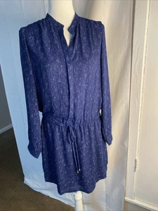 Dalia Navy Blue Tunic Dress M Long Sleeve Drawstring Waist Boho Chic Size: M - Picture 1 of 4