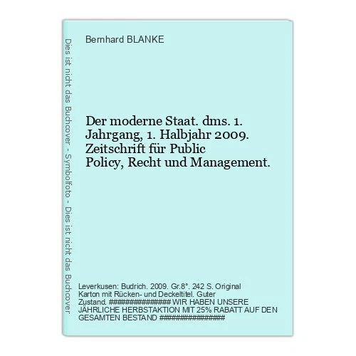 The Modern State. DMS. 1st Year, 1st Half 2 BLANKE, Bernhard (Ed.) 13418B - Image 1 of 1