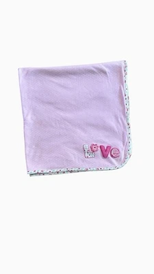 Manta de amor floral rosa vintage Carter corazones de bebé envoltura de algodón Lovey Foto 1 de 4