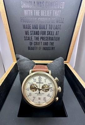 Shinola Runwell Chrono Gold Ivory Dial 41mm Watch S0120141502 - Image 1 of 4