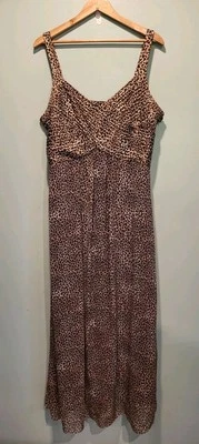 Maxi Vestido Babydoll De Colección Estampado Animal Guepardo Sin Mangas Cintura Imperio Gasa 18 Foto 1 de 4