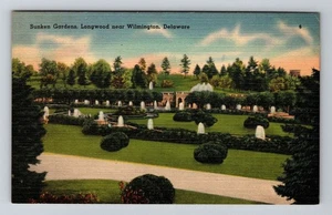 Wilmington, DE-Delaware, Versunkene Gärten Longwood Antik, Vintage Postkarte - Bild 1 von 2