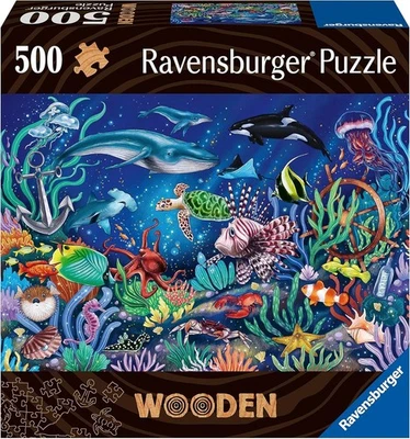 NEW Ravensburger 500 Pieces Wooden Jigsaw Puzzle Down in the Sea - Image 1 of 4