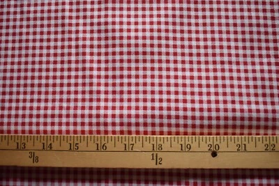 RED & WHITE CHECKS  COTTON  BLEND  FABRIC   1/8 INCH SQUARES   35X51 INCHES - Image 1 of 2