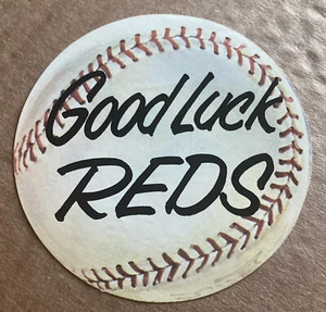 Vintage 1960s Cincinnati Reds Baseball Water Good Luck Decal RARE MCM Prop - Picture 1 of 4