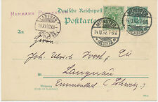 DT.REICH „MÜNSTER / (WESTF.) 2" K2 5 Pf zielona pocztówka GA z dodatkową frankaturą 1892