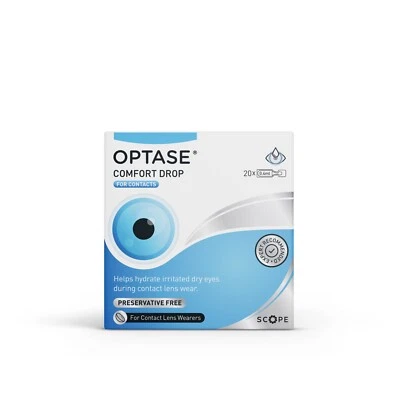 SCOPE Optase Comfort Drops Contact Lens DROPS 20 VIALS / FLAT PACKED P&P