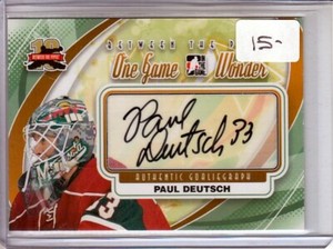  2011-12 Between The Pipes Autographs #APD Paul Deutsch ONE GAME WONDER