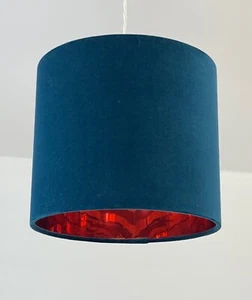 Lampenschirm blaugrün blau Samtspiegel Kupfer Trommel Lichtschirm - Bild 1 von 12