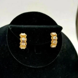 Pendientes perforados de cristal con estrás en tono dorado Nolan Miller retirados difíciles de encontrar raros - Imagen 1 de 6