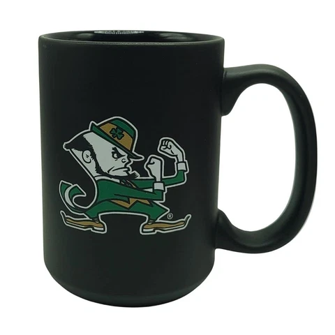 NCAA Team Logo Matte Black Coffee Mug, 15oz (Notre Dame Fighting Irish) Cover
