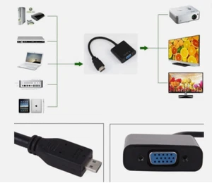 Cable adaptador convertidor de video HDMI macho a VGA hembra monitor de PC proyector NUEVO - Imagen 1 de 1