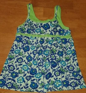 3/$10 Girls Sz 14 Large L FANG tank top flowers blue - Picture 1 of 4
