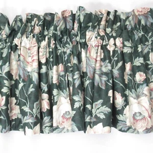 Laura Ashley Valance Dark Green Floral Large Flowers Rod Pocket Blouson USA - Picture 1 of 11