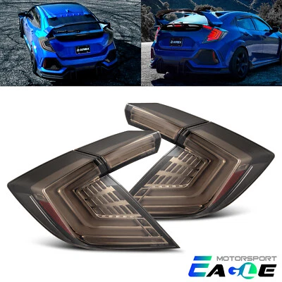 Par de luces traseras LED humo transparente para Honda Civic Hatchback serie NOVA 2016-2021 Foto 1 de 4
