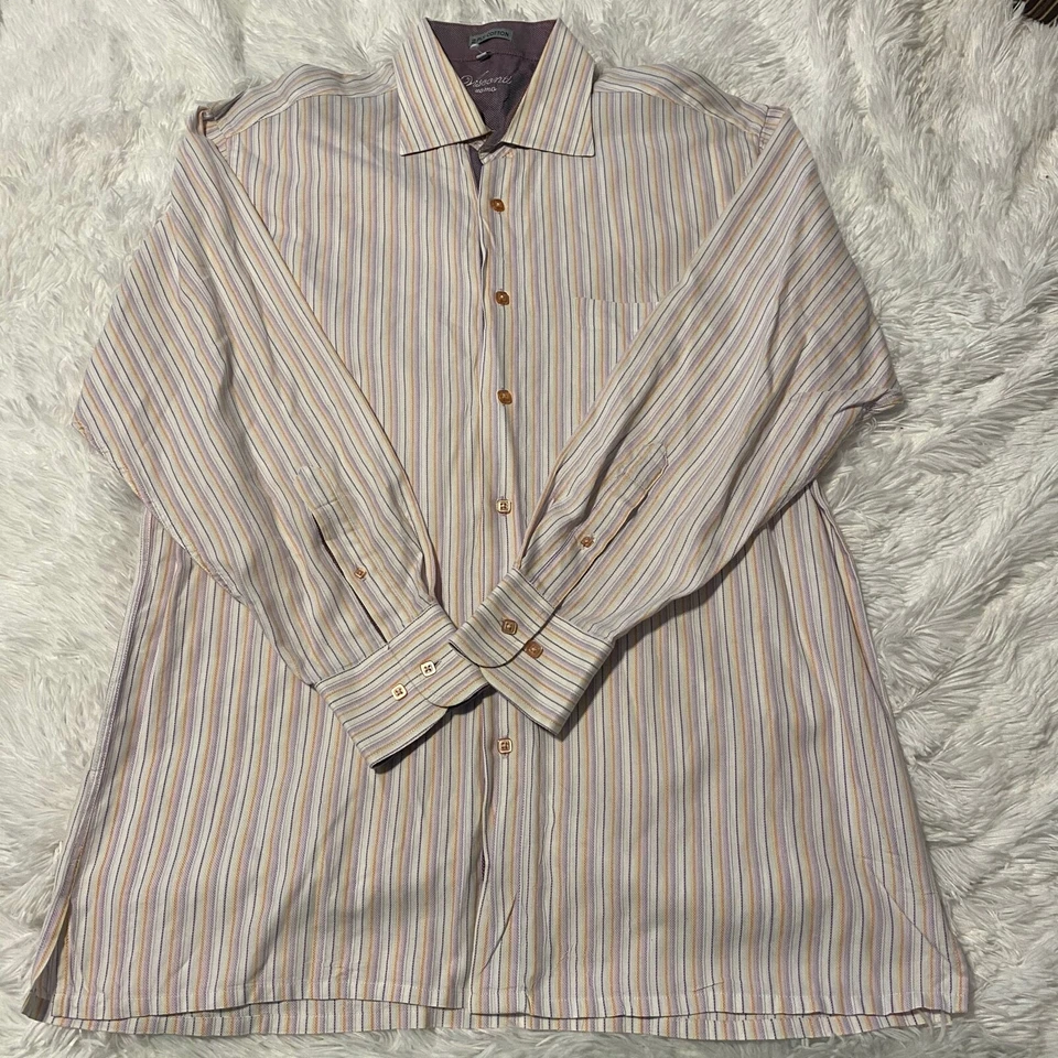 Camisa Luchiano Visconti Hombre Hombre Talla 16.5 Rayas Manga Larga Abotonada Usada en Excelente Condición Foto 1 de 4