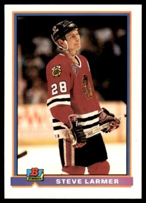 1991 Bowman #395 Steve Larmer - Chicago Blackhawks - Image 1 of 2