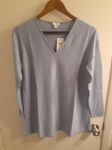 New J Jill Women’s Breeze Blue V-Neck Sweater Silk Cotton Viscose Wool Blend XS - Picture 1 of 3