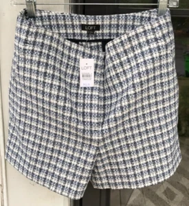 Loft sz 2 Tweed Blue Plaid Shorts $44 NWT 4 inch Ivory/Blue/Black F5 - Picture 1 of 7
