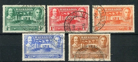 Barbados KGVI 1939 Assembly Tercentenary SG257/61 very fine used Cover