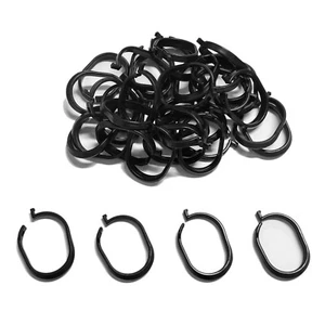 56 Pcs Plastic Shower Curtain Black Rings Hook Tightly Closed Design for Curtain - Picture 1 of 9