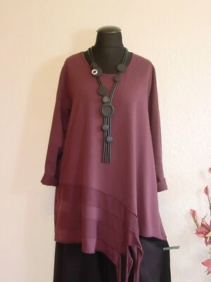 Moonshine Fashion° Asymmetrical Shirt Tunic Cotton ~ Eggplant ~ 3 - Image 1 of 4