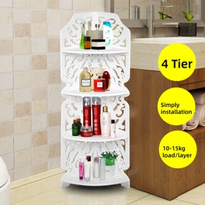 Home 4 Tier Corner Bath Bedroom Shelf Stand Rack Storage Bookcase Furniture - Picture 1 of 12