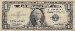 USA $1 Silver Certificate Series of 1935 C Block S-D Circulated Banknote ZA - Picture 1 of 2