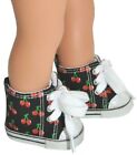 AS IS - Cherry Mid Top Black Canvas Sneakers fit 18" American Girl Size Doll