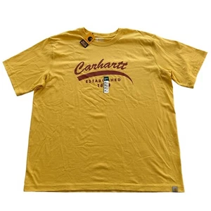 Carhartt Relaxed Fit 2XL TShirt Graphic Script Heavyweight Short Sleeve Yellow - Picture 1 of 7