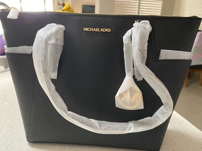 Michael Kors Charlotte  Black Large Saffiano Leather Shoulder Bag Brand New - Image 1 of 4