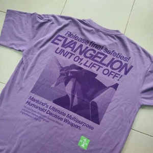 GU Evangelion t shirt Purple Unit 01 Test Type Khara Mascot Robot Cotton Limited - Picture 1 of 12