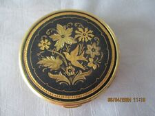 Vintage compact with damascene front (flowers and bird). Gold-tone. SALE PRICE!