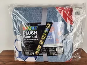 Royal Deluxe Sport Plush Glow In The Dark Blanket 50 inch By 40 Inch - Picture 1 of 2