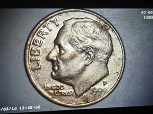 1999 Dime Error Coin Off Center Strike P Mint Mark Circulated Uncertified - Picture 1 of 12