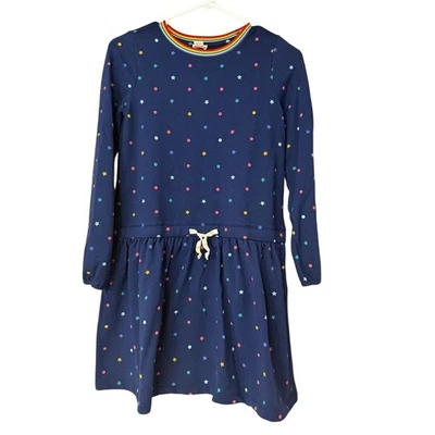 J Crew Crewcuts Girls Long Sleeve Rainbow Star Dot Drop Waist Dress Size L - Image 1 of 4