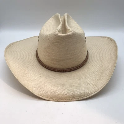 Sombrero de Vaquero de Paja Wrangler Para Hombre 7 Cuero Genuino Banda Trenzada Prendas para la Cabeza Occidental Foto 1 de 4