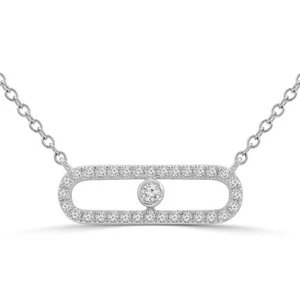 0.18 CT Round VS1 F Diamond Necklace 18K White Gold - Picture 1 of 4