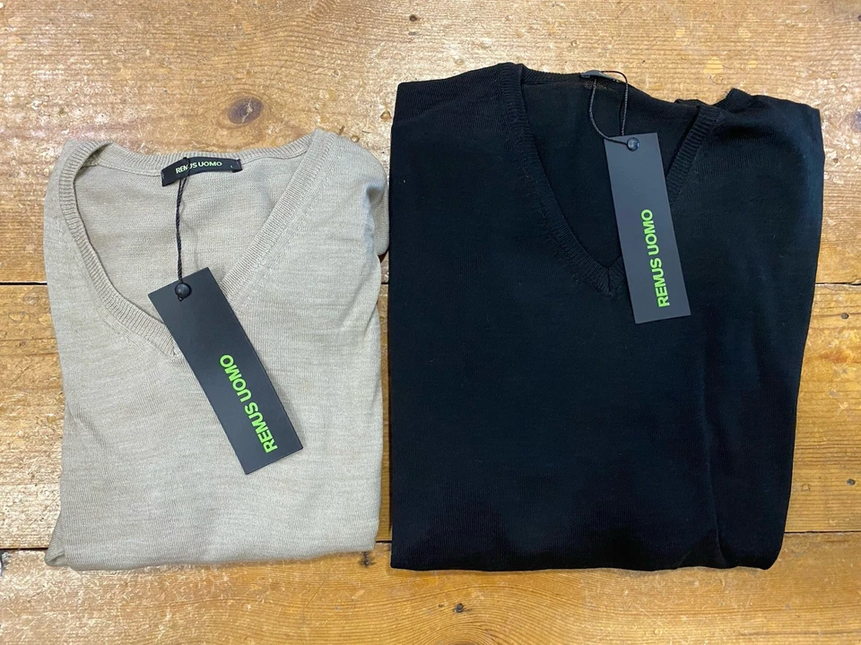 REMUS UOMO® Fine Gauge Merino Blend V-Neck Jumpers X 2 - 2XL  COMBINED SRP£100 - Image 1 of 1