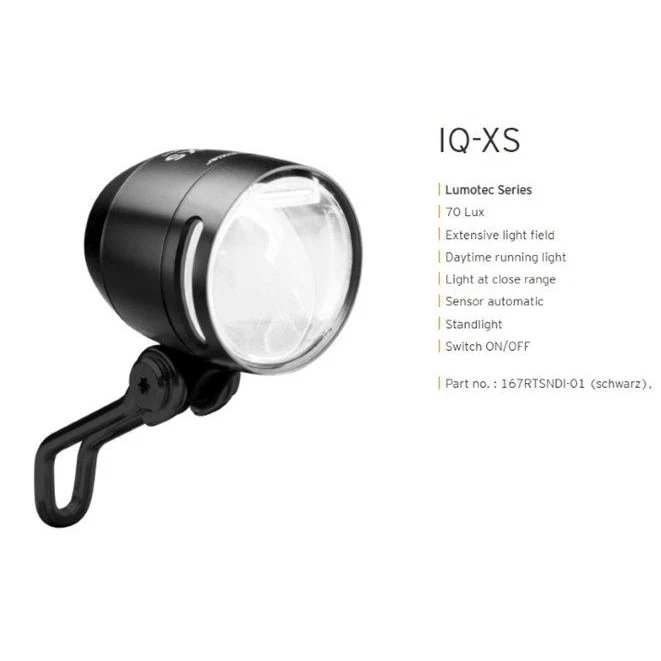 Busch & Müller Lumotec IQ-XS Negro (Luz Delantera Dynamo) — 70 Lux —AGOTADO— Foto 1 de 3
