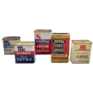 LOTE DE 5 latas de especias de colección: McCormick, Ann Page, Schilling, parte Royal Chef. Completo - Imagen 1 de 19