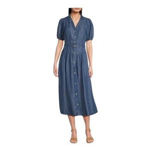 Current Air Blue Chambray Button-Front Shirt Dress Size Large New - Picture 1 of 10